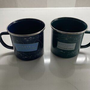 FREE with purchase - Unique Metal Mugs:  Blue and Green